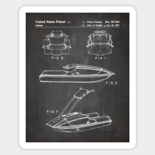 Jet Ski Patent - Watersports Lake Beach House Art - Black Chalkboard Sticker